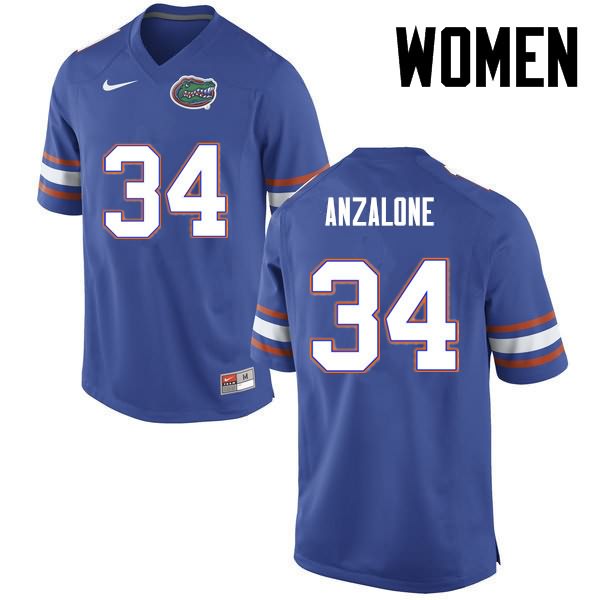 Women's NCAA Florida Gators Alex Anzalone #34 Stitched Authentic Nike Blue College Football Jersey FDT0665IU